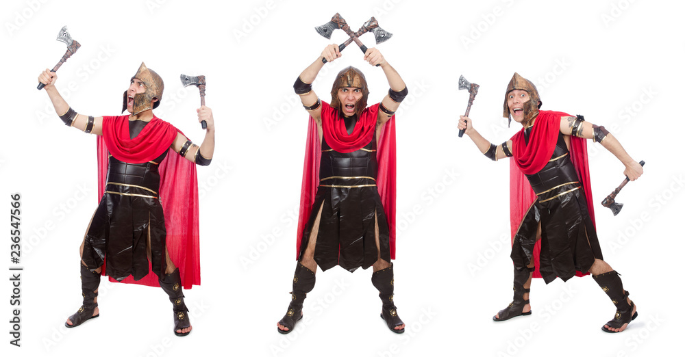 Gladiator with ax isolated on white Gladiator with ax isolated on white