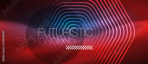 Neon glowing lines, magic energy space blue light concept, abstract background wallpaper design