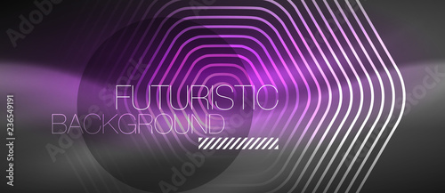 Black and glowing color lines neon design, magin techno template background