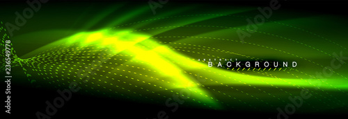 Liquid neon flowing waves, glowing light lines background