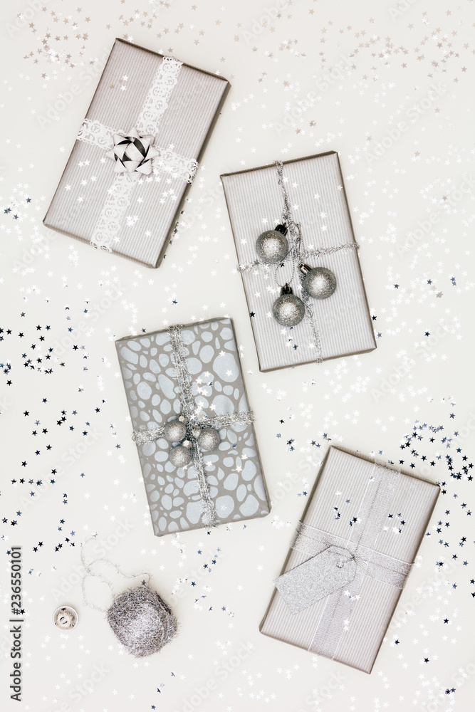 Silver themed Christmas presents