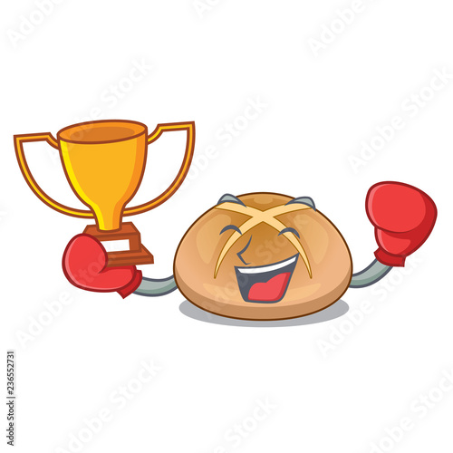 Boxing winner hot cross buns isolated on mascot