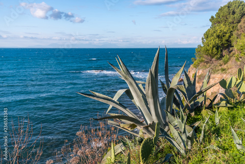 Coast of the Blue Mediterranean Sea in Southern Italy