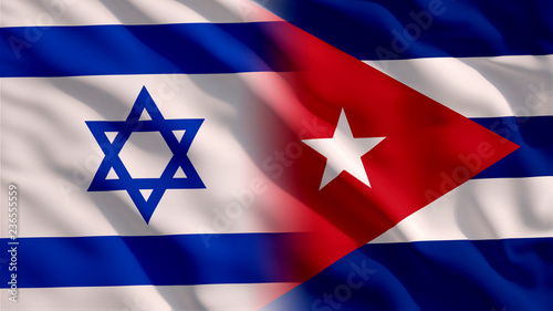 Photography Waving Israel and Cuba Flags