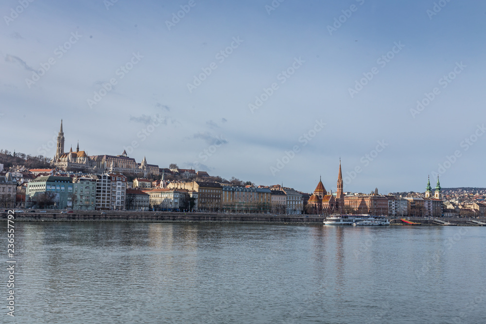 view of the embankment of the river Danube, Budapest, Hungary