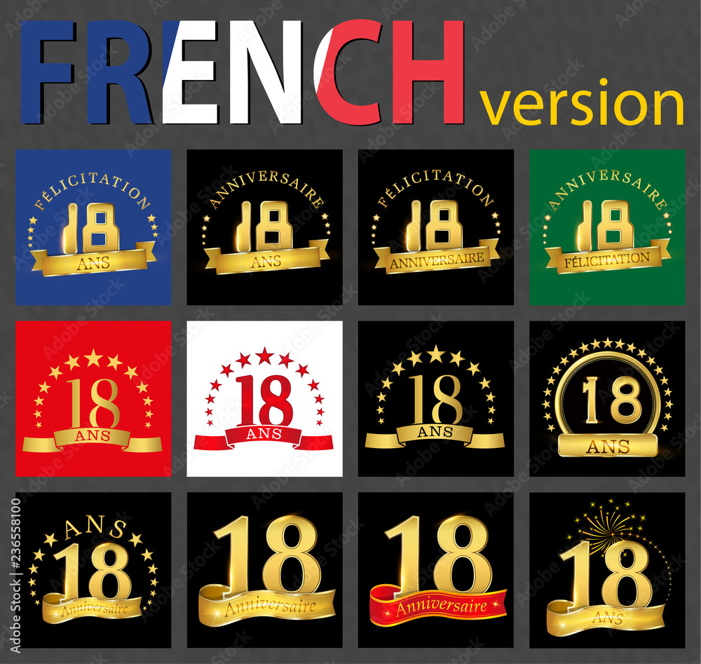 French set of number 18 templates
