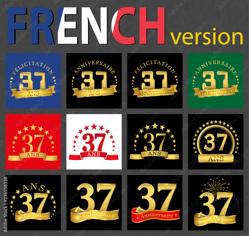 French set of number 37 templates