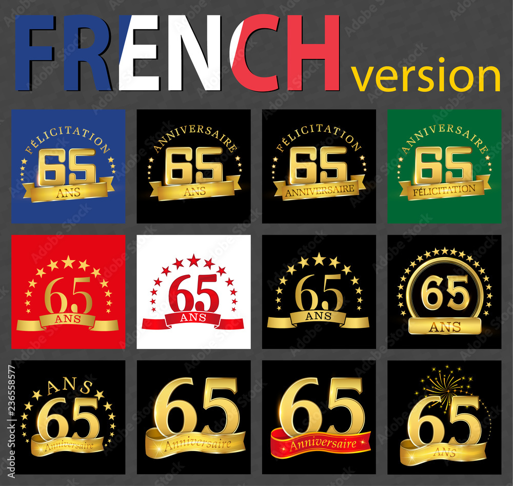 Naklejka premium French set of number 65 templates