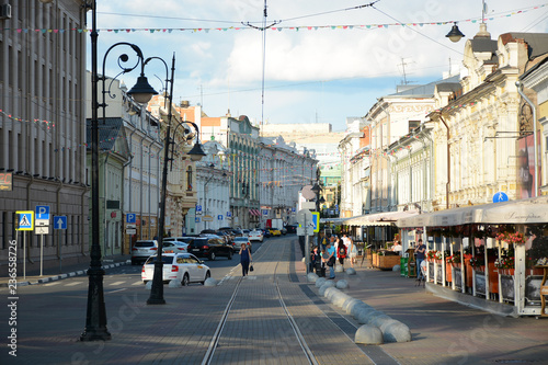 NIZHNY NOVGOROD, RUSSIA - AUGUST 16, 2018: Historical Rozhdestvenskaya Street in the city center photo