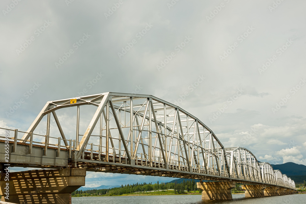 The Teslin Bridge over Nisutlin Bay on the Alaska Highway in the Yukon Territory, Canada