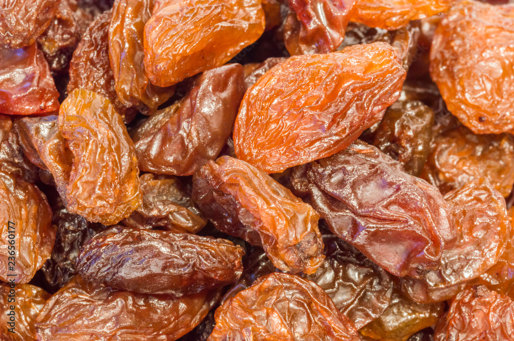 Close-up for raisins sultanas.