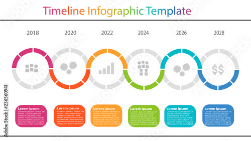 timeline infographic template with color text