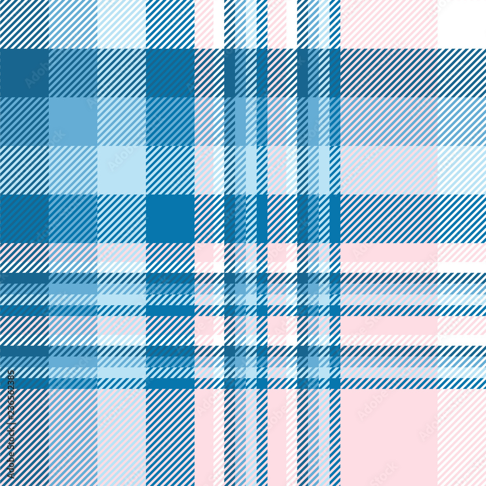 Plaid pattern in blue, pink and white