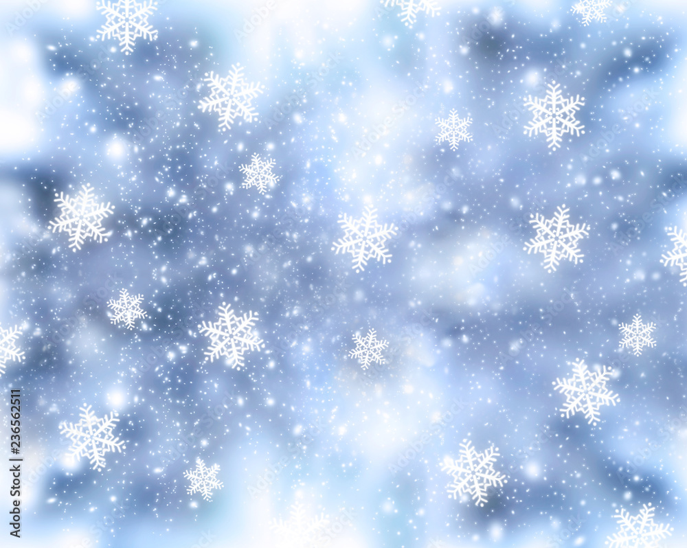 Christmas background with snowfall and snowflakes Christmas background with snowfall and snowflakes