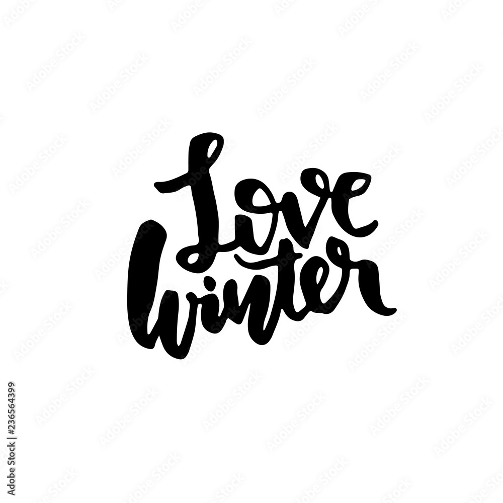 Winter love. Holiday modern dry brush ink lettering for greeting card. Vector illustration. Winter love. Holiday modern dry brush ink lettering for greeting card. Vector illustration.