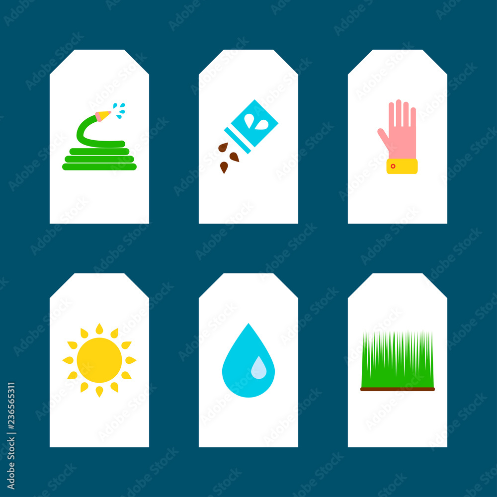 Gardening icons on labels. Vector illustration in flat style. Gardening icons on labels. Vector illustration in flat style.
