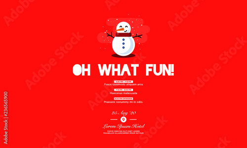 Oh What Fun Snowman Christmas Party Invitation Design with Where and When Details