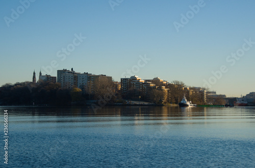 Houses a cold frosty day at the lake Malaren in Stockholm at winter © Hans Baath