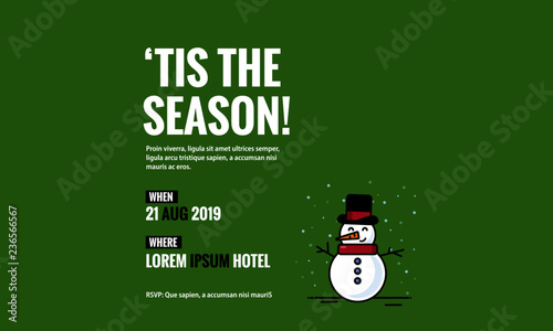 Tis The Season Snowman Christmas Party Invitation Design with Where and When Details