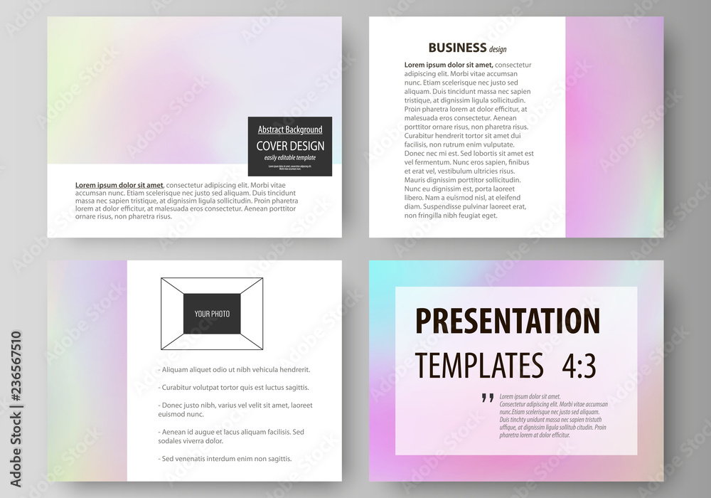 Business templates for presentation slides. Abstract vector layouts in flat design. Hologram, background in pastel colors with holographic effect. Blurred colorful pattern, futuristic surreal texture. Business templates for presentation slides. Abstract vector layouts in flat design. Hologram, background in pastel colors with holographic effect. Blurred colorful pattern, futuristic surreal texture.