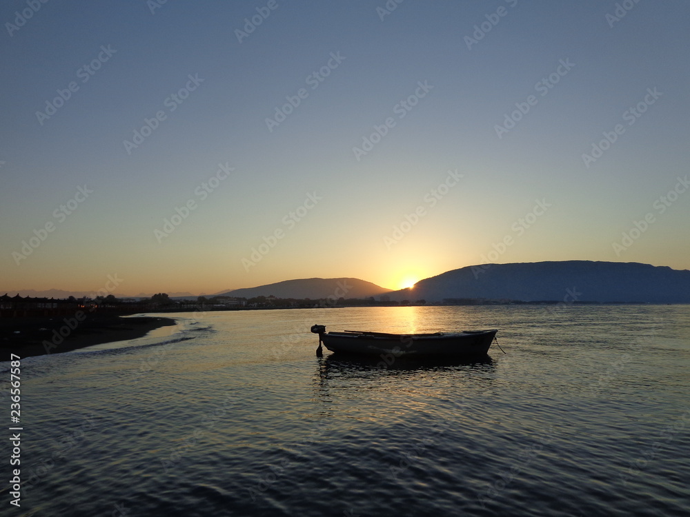sunset on sea, albania