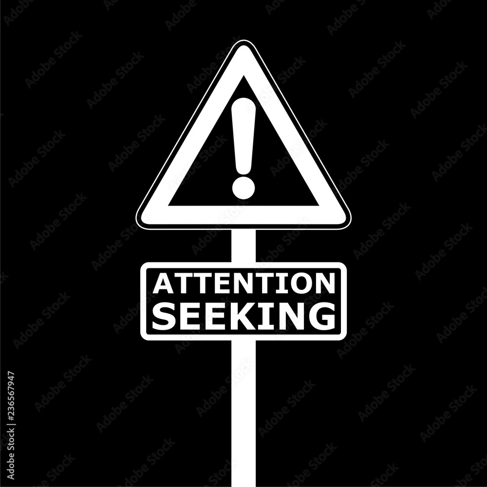 Attention seeking concept, Road sign icon or logo on dark background Attention seeking concept, Road sign icon or logo on dark background