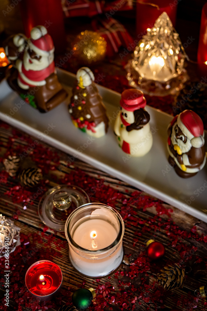 Dinner candle light on Christmas and winter holidays. Dinner candle light on Christmas and winter holidays.