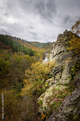 Steep and spikey rocks beside the beautiful Ourthe at Herou Ardennes © Wouter