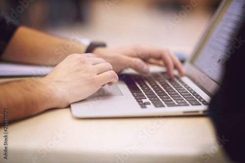 business people hands using laptop computer