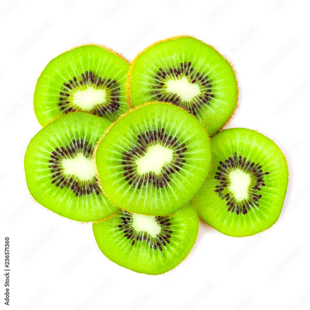 Fototapeta premium kiwi fruit slice isolated on white background