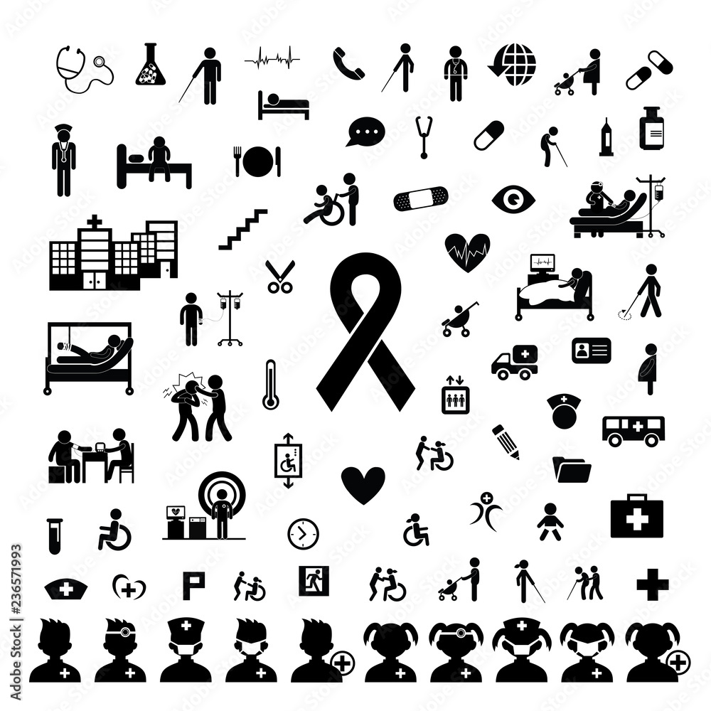 Doctor and hospital icon set Doctor and hospital icon set