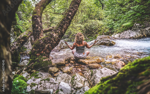 Meditating in the forest