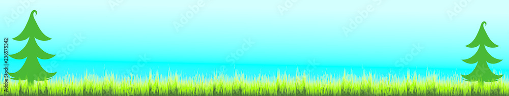 Vector illustration of meadow with tree.