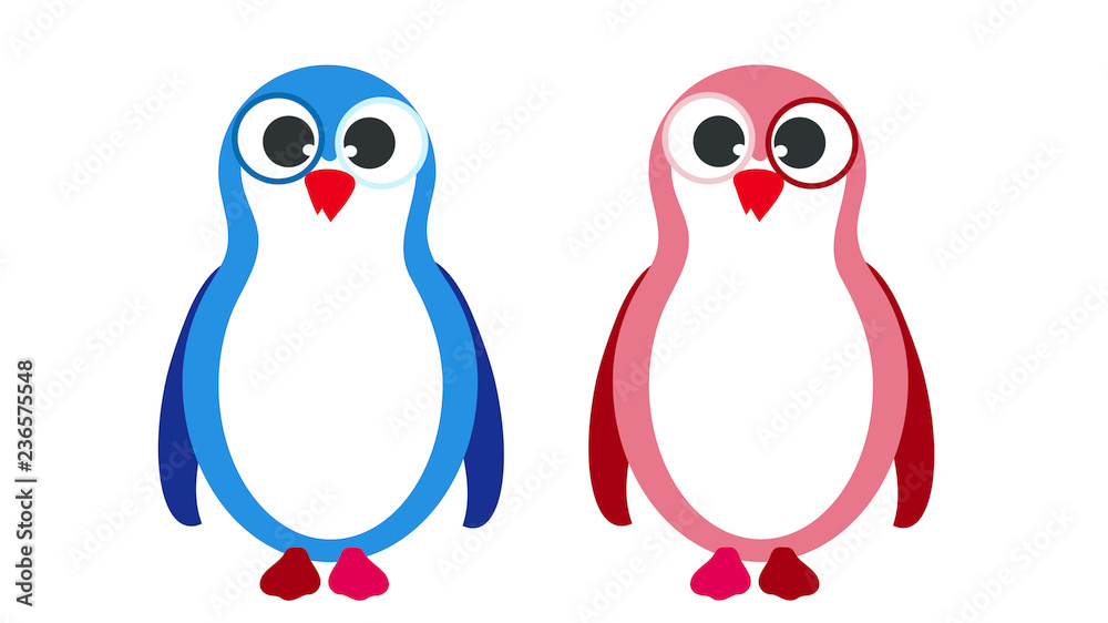 Naklejka premium Vector illustration of penguin on white background.