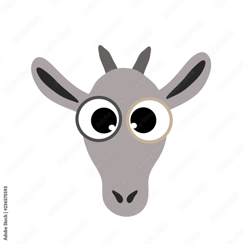 Vector illustration of goat head on white background.
