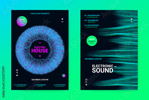 Wave Music Poster Concept. Electronic Sound Flyer.