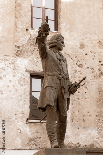 Monument of J.-P.Gaffory on the central square of the corsican city of Corte, France photo