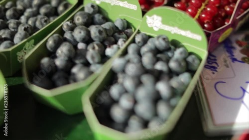 A tracking-pan-shot from Blueberries on a market