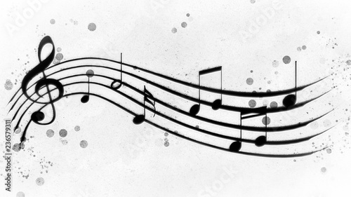 black and white background musical notes