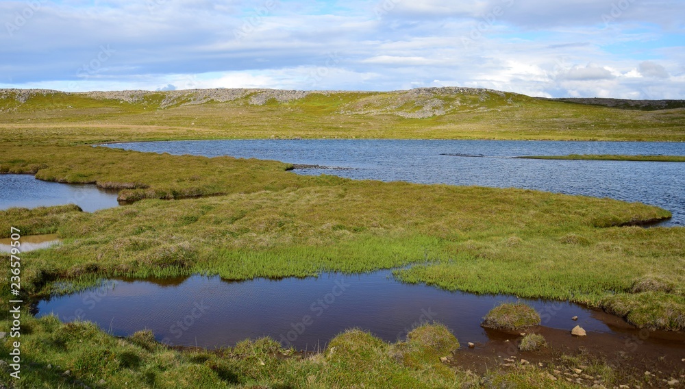 Beautiful Icelandic lake scenery on peninsula Skagi.