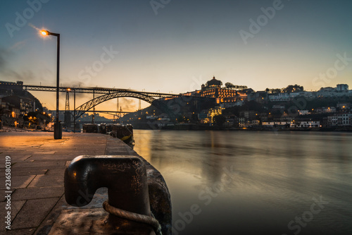 porto city of portugal view of thebridge dom luis from ribeira river in black and white photo