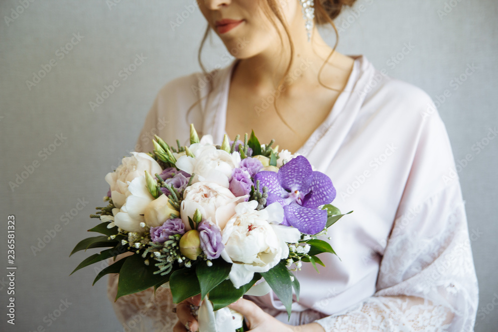 wedding bridal bouquet in hand