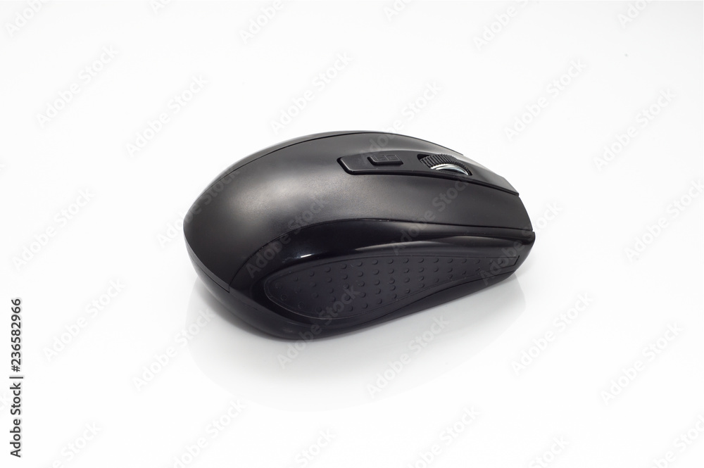 Black, wireless computer mouse isolated on white background Black, wireless computer mouse isolated on white background