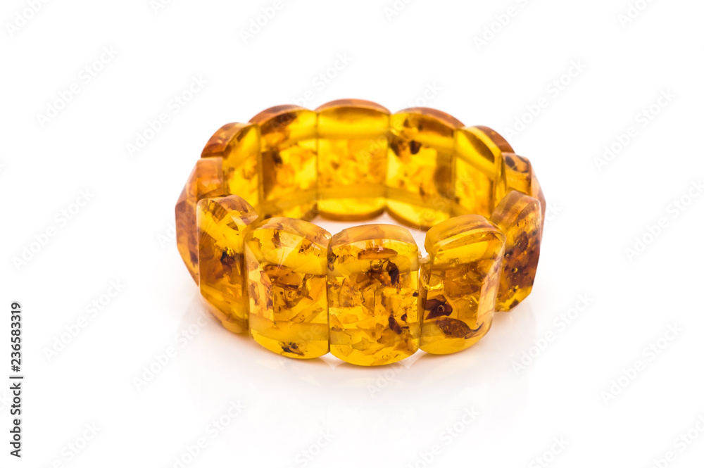 Amber bracelet isolated on white background Amber bracelet isolated on white background