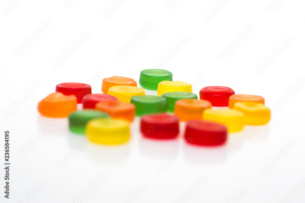Round gummy candy isolated on white background Round gummy candy isolated on white background