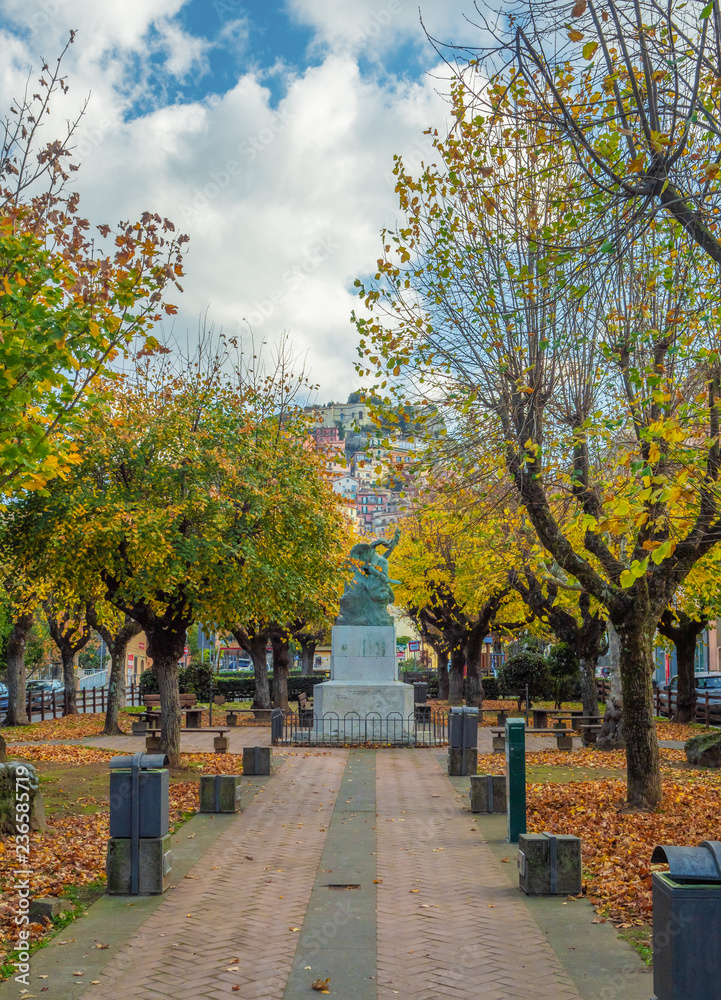 Naklejka premium Rocca di Papa (Italy) - A nice little, old and panoramic city in the metropolitan city of Rome, on the Mount Cavo. Here a view of historic center.
