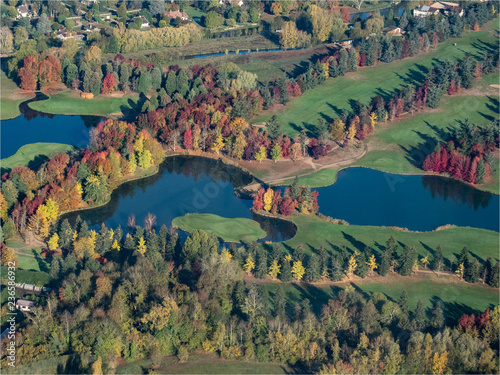 vue a  rienne du golf de Nantilly    l automne dans le d  partement de l Eure en France