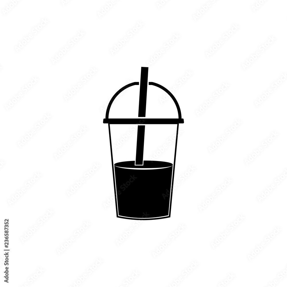 Plastic cup for liquids with straws, vector illustration