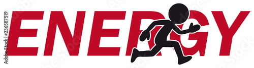 Fast Running Cartoon Charakter with "Energy" Lettering