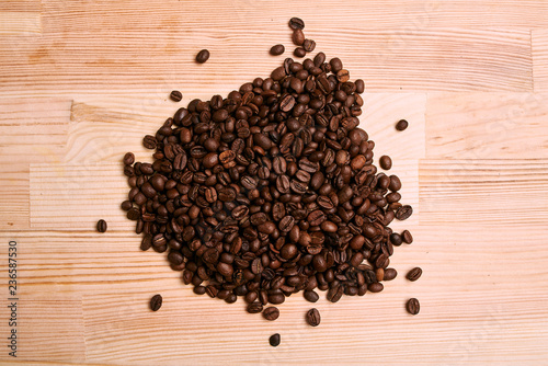 coffee beans on wooden background